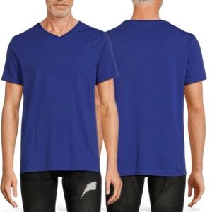 Greyson Spirit Stretch Pima Cotton V-Neck Short Sleeve Blue T Shirt Sz Large